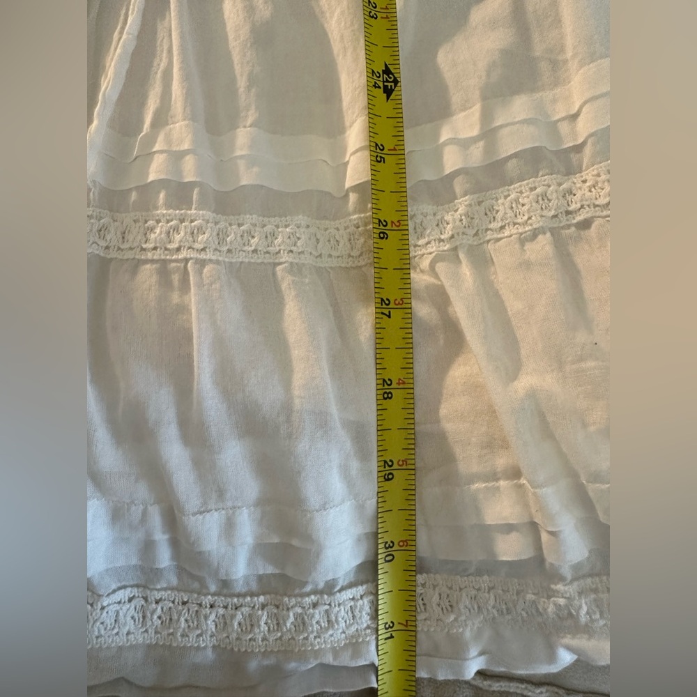 PAIGE White Cotton Boho Tiered Mini Dress | Size Small - Picture 8 of 10
